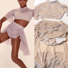 Kelle dance solo costume blush mauve 2 piece 2972 butterflies rhinestone teen