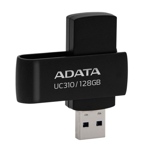 128GB AData UC310 USB 3.2 Flash Drive - Black Capless Swivel - Picture 3 of 4