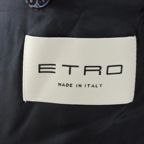 Etro NWT 100% Wool Two Piece Suit Size 56 (46 US) In Blue w/ Brown Geometric - Picture 8 of 14
