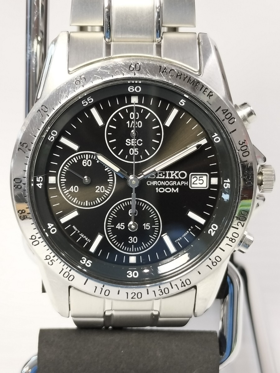 SEIKO 7T92-0DW0 Chronograph Black Dial Quartz Men's Watch in