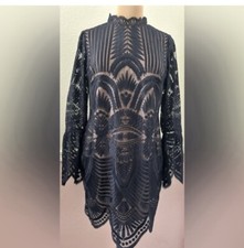 Nightway formal dress 10P Navy/Tan Beautiful Stunning