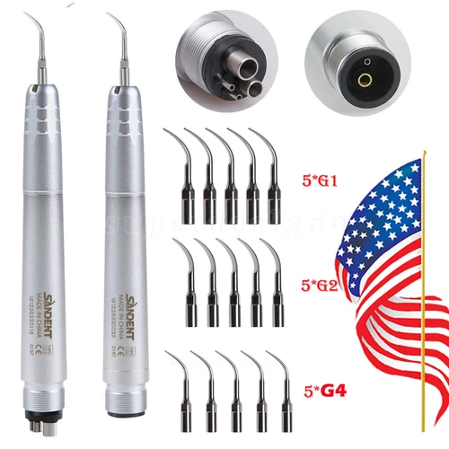 Dental Ultrasonic Air Perio Scaler Handpiece Hygienist 2 & 4-Holes w.3 Tips MX