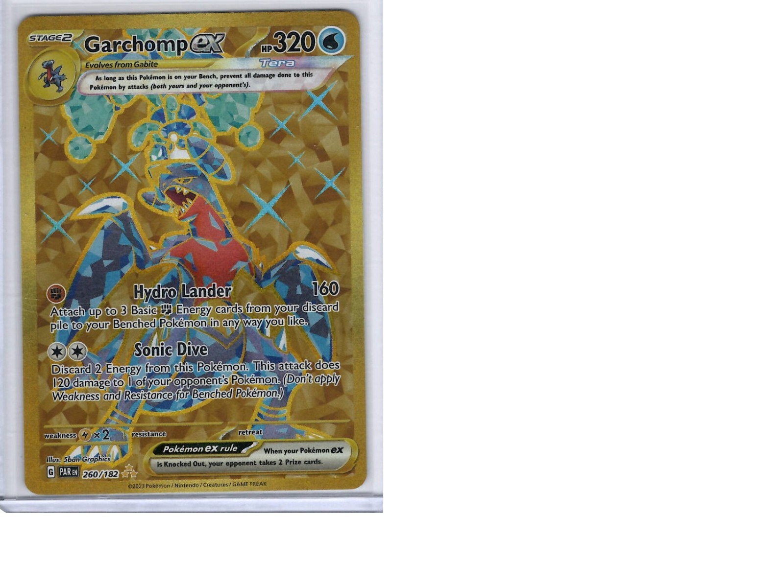 Garchomp ex 260/182 SV04: Paradox Rift Holo GOLD FULL ART HYPER RARE NM