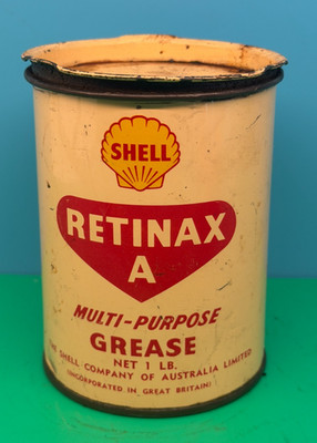 Vintage Shell Retinax A Multi-Purpose Grease Tin 1lb Enamel Can Australia Petrol