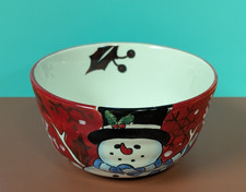 6" Festive Red Snowman Bowls Ceramic Christmas Xmas Holiday Kitchen Serveware