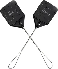 Trieez 2 Pack Sturdy Leather Fly Swatter - 17.5” Heavy Duty Flyswatter with Dura