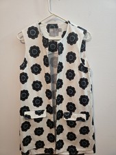 ASOS Floral Vest Sleeveless Open Front UK 12 EU 40 US 8 Black Flowers Cream