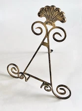 Vintage Antiqued Gold Metal Scroll Picture Art EASEL Holder Display Stand