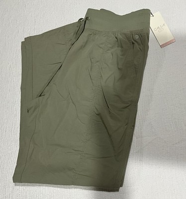 NWT CALIA Womens NYLUXE Mid-Rise Cinch Jogger Pants Green/Ground Fennel Sz Med!