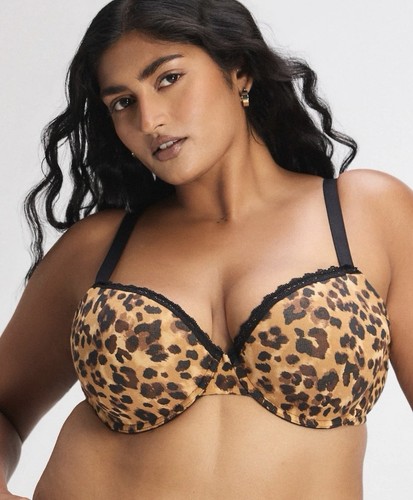 Savage X Fenty COTTON ESSENTIALS LACE-TRIM DEMI T-SHIRT BRA Hot Toffe Brown Cat