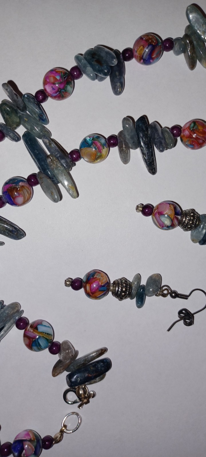 Artisan - Kyanite, Ruby & Rainbow Marble Necklace… - image 5