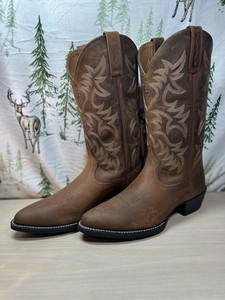 Men’s Ariat SZ 10.5D 34725 Heritage R Toe Western Brown Leather Boots Ariat Workwear Men main image 4