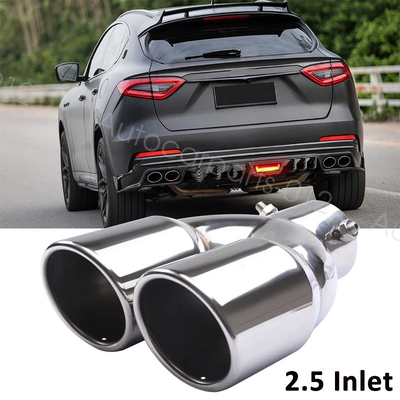 2.5 Inlet Rear Car Dual Exhaust Muffler Tip Tail Pipe Steel For Maserati Levante