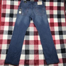 True Religion Jeans Men 32x34 Ricky Single Needle Relaxed Straight Dark Wash NWT