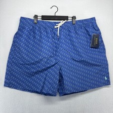 Polo Ralph Lauren Swim Trunks Men's 2XB 2XL Blue Swordfish Geometric Printed NEW