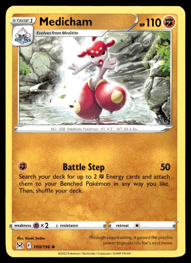 Medicham 100/196 Pokemon Card Lost Origin Uncommon 110 HP Near Mint GY