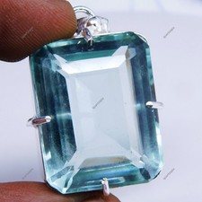 Natural 87.30 Ct Certified Blue Aquamarine Pendant Radiant Cut Gemstone