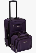 Rockland 2 Piece Expandable Softside Luggage Set Carry On Tote Bag Purple