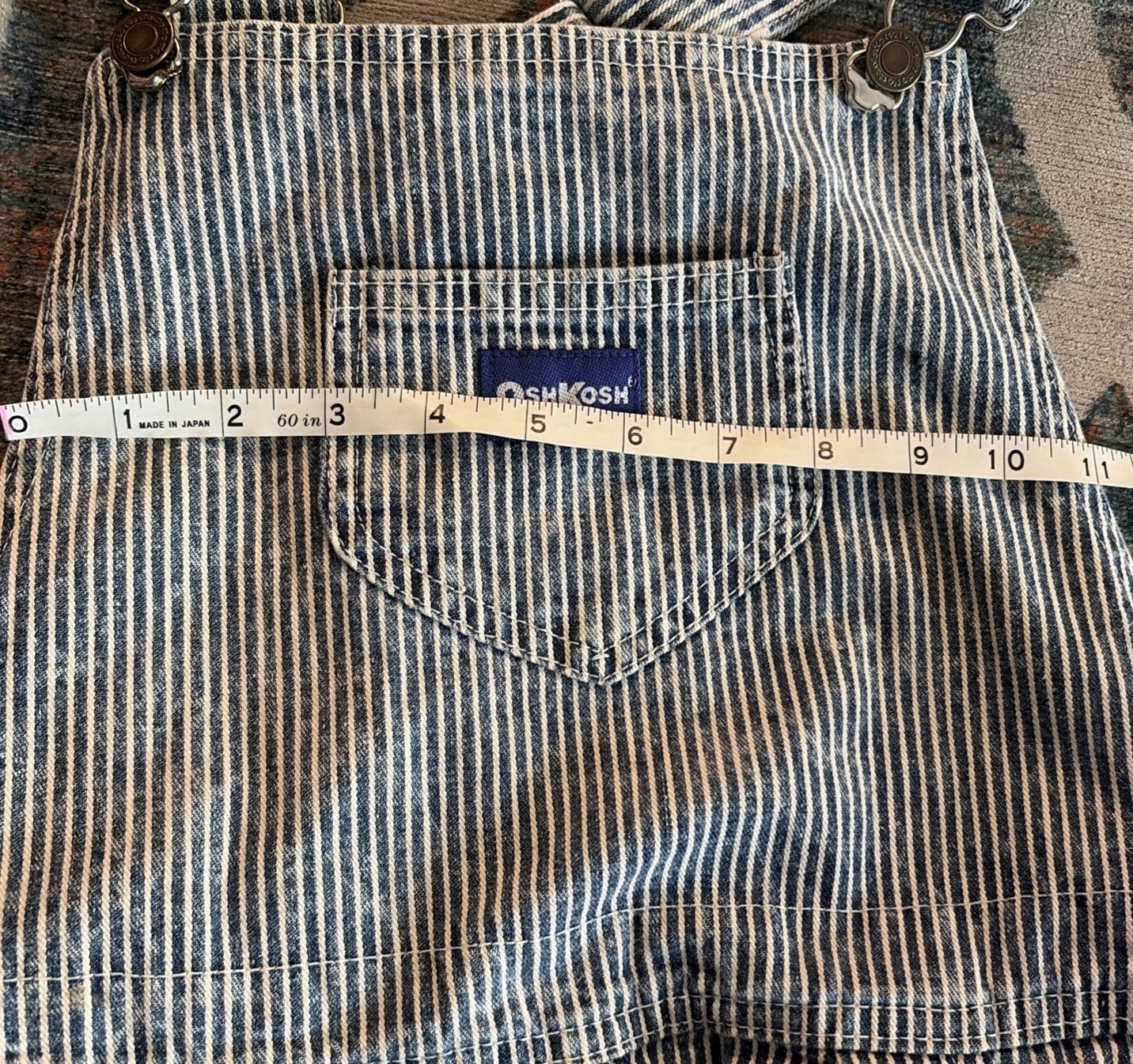 Vintage Sz 6 OshKosh B'Gosh Hickory Stripe Jumper Cot… - Gem