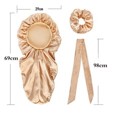 3Pcs Elastic Wide Edge Satin bonnet Long Hair Hat Sleeping Hats Wrap Night Cap H