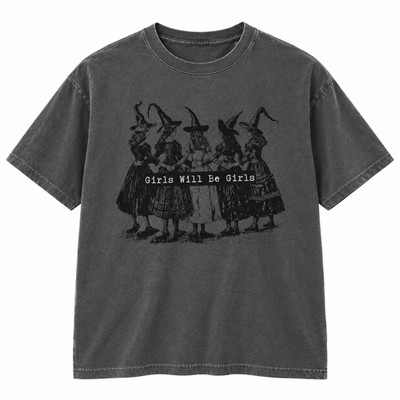 Girls Will Be Girls T-Shirt Vintage Witches Halloween Witchy Graphic Tee