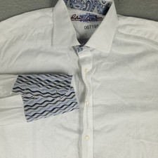 Robert Graham Shirt Mens Size XL White French Cuff Button Up Long Sleeve