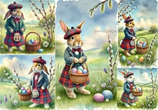 Scottish Rabbits | A4 Rice Paper | Paper for Decoupage | Decoupage Creatives