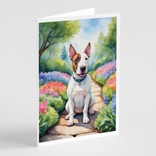 Caroline's Treasures English Bull Terrier Spring Path Greeting Cards Pack of 8