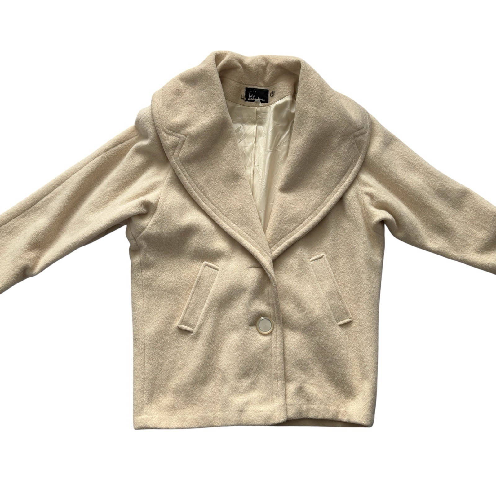 Vintage Coat 80s Jonathan Stevens Cream Wool Buttoned Retro Mod Indie 16 image 2