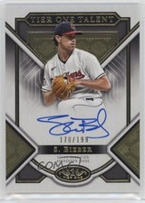 2023 Topps Tier One Talent 170/199 Shane Bieber #T1TA-SB Auto 0t9q