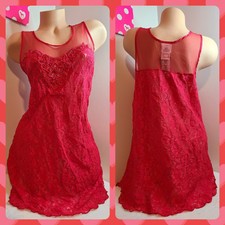 NWT VTG 90s Secret Treasures Sequin Lace Mesh Babydoll Chemise Size 2X Red