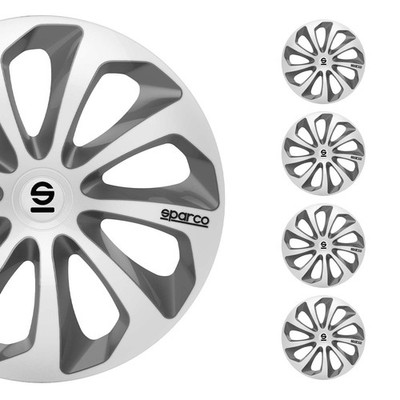 16'' Sparco Sicilia Wheel Covers Hubcaps Silver Gray 4 Pcs