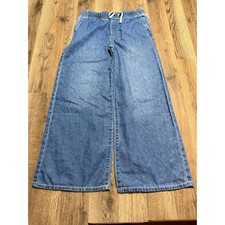 Old Navy High-Rise Baggy Jeans Girls XL 14-16 Blue Kids Wide Leg Denim Excellent