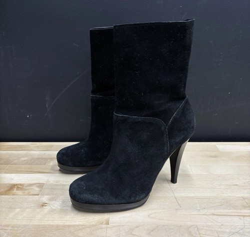 Cole Haan x Nik Air Black Suede Leather Stiletto Heel Ankle Boots Size 7 B