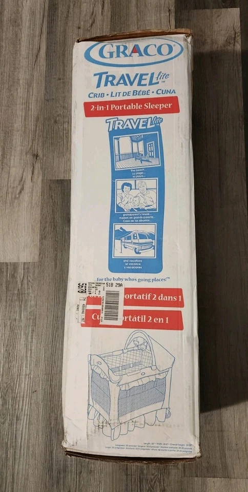Vintage Graco Travel Lite Crib 2-in-1 Portable Sleeper Bassinet New in Box Seal - Image 3 of 4