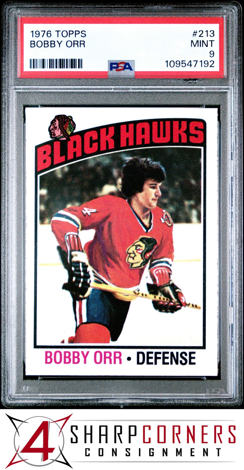 1976 TOPPS #213 BOBBY ORR BLACK HAWKS HOF PSA 9