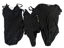 Set Of Three Xtra Small Women  s Bodysuit , All Black