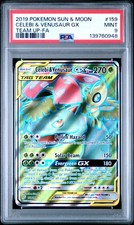 2019 POKEMON SUN & MOON TEAM UP #159 FULL ART/CELEBI & VENUSAUR GX PSA 9
