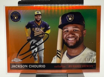 2025 Topps Chrome Platinum Jackson Chourio #16 True Orange /25 Brewers