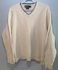 VTG 90s Polo Ralph Lauren Pony Men  s V Neck Sweater Knit 100 Cotton Yellow Sz L