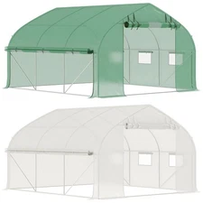 Outsunny Tunnel Greenhouse w/ Mesh Door & Roll-up Sidewalls Hot House