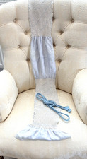 Vintage Japanese Ice Blue Silk Shibori Obiage Scarf & Blue Obijime For Kimono