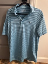 Vineyard Vines Performance Golf Polo Light Blue Royal Blue Stripe Men M