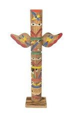 Chippewa Handcrafted Wooden Totem Pole Tall Novelty Souvenir Thunderbird 1970s