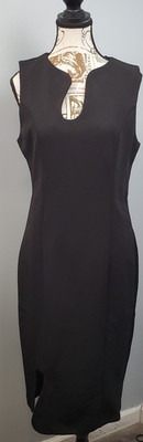 Adelyn Rae Kayla Wave Cut Sheath Dress Womens Medium Black Sleeveless Back Zip
