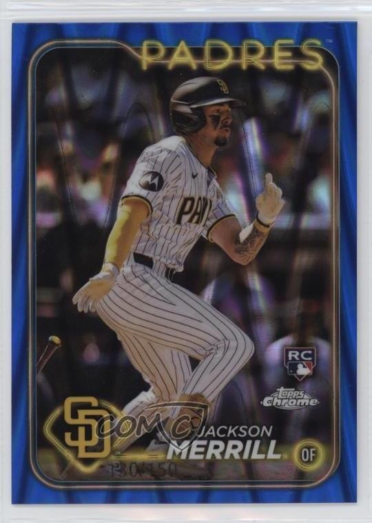 2024 Topps Chrome Blue RayWave Refractor /150 Jackson Merrill #207 e9y