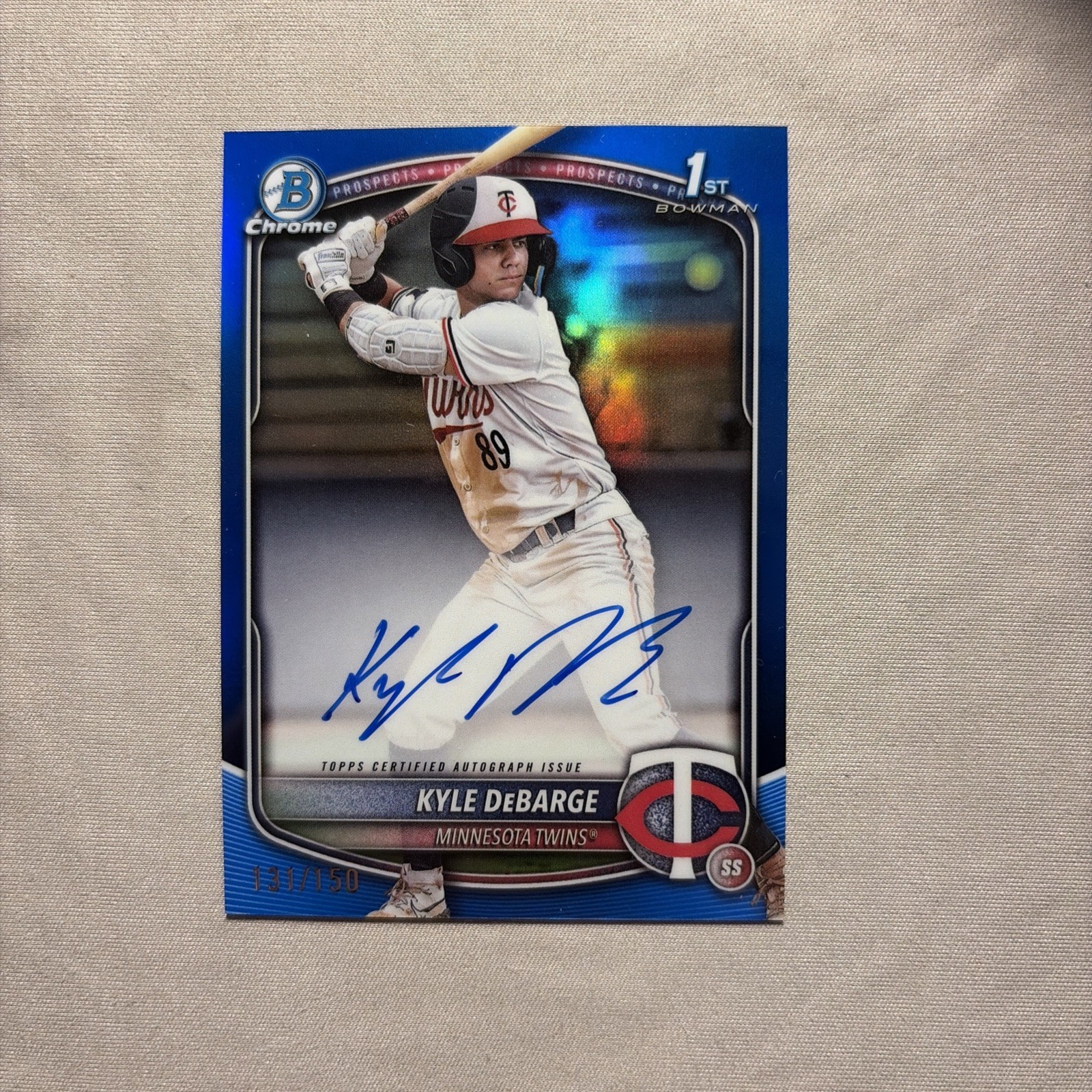 2025 Bowman Chrome Kyle Debarge True Blue Refractor 1st Bowman Auto /150