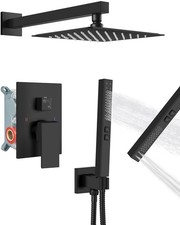 Shower Faucet Set Rainfall Shower System with Square Showerhead and Handle Se...