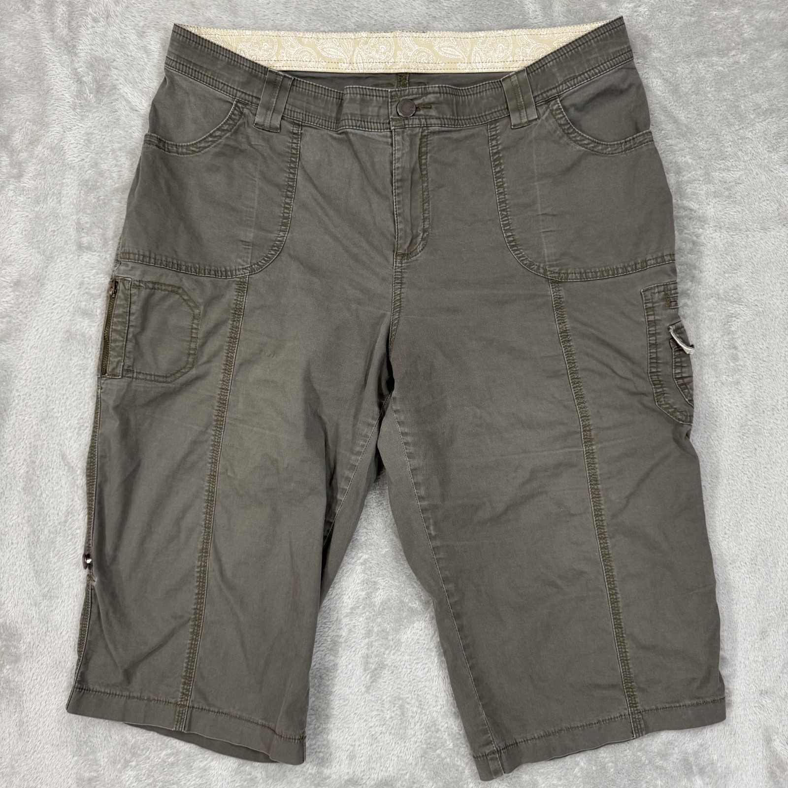 Lee Skimmer Pants Womens Plus 16W Green Capri Flex Comfort Cargo Utility Hiking