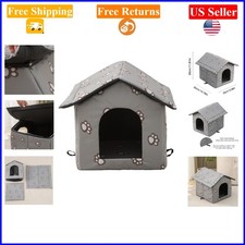 Gray Outdoor Waterproof Warm Insulated Cat House for Stray Cats